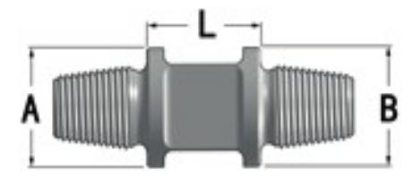 [5-643-XX-XXXX-XX-XX-42] COUPLING Thread 40 RD6 Male to  Thread 50 RD6 Male