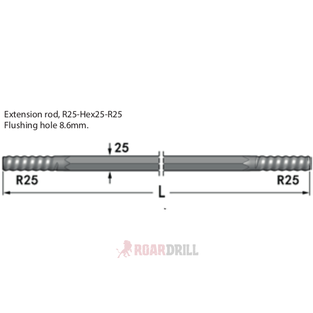 [12-3R25_R25MM2000  3R25_25MM2 (3R25/25MM2)] ROD (BARRA) HEX R25/R25 2000 mm (23H25-R25-2000-23