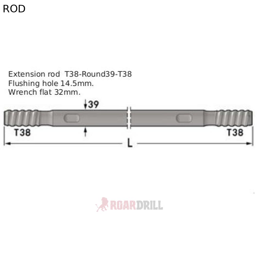 [12-23R39-T38-4880-23_S] ROD HEX (BARRA) T38/T38 MM 4880 mm (swedish steel)
