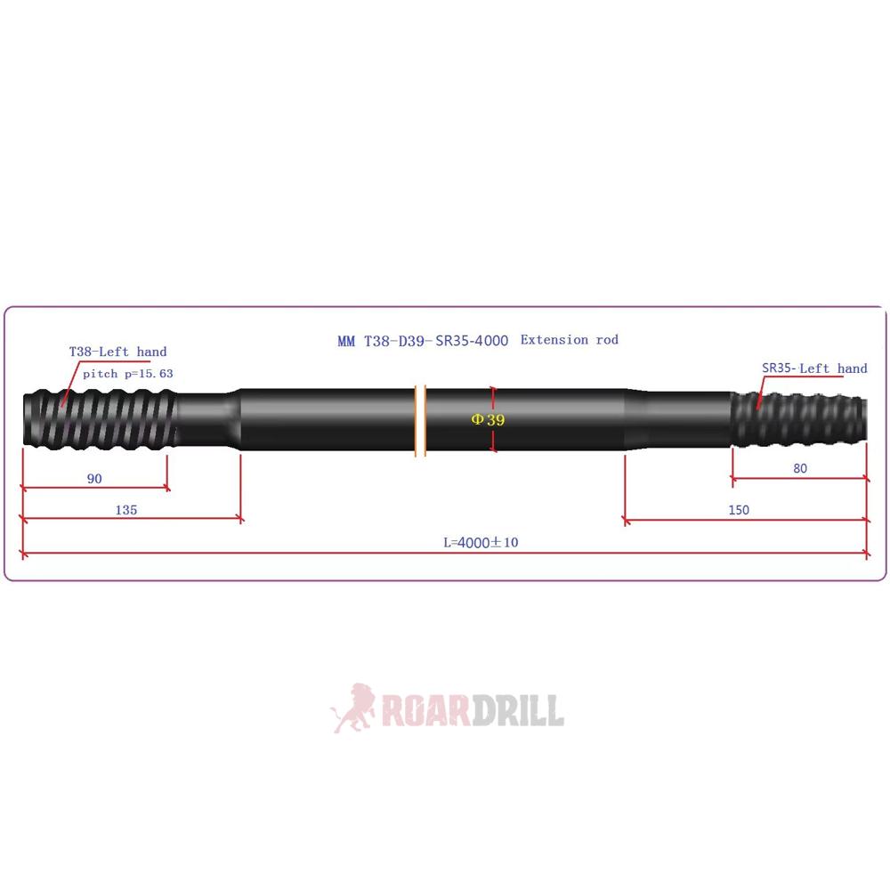 [12-MMT38-D39-SR35-4000] ROD Round body (BARRA) T38/R35 MM 4000 mm