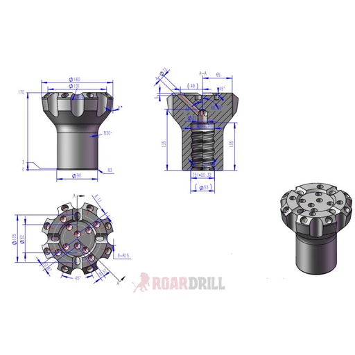 [11-1433-160T51–1014_814–45–51] BIT T51 Dm:160mm Face:A Botton: (1014_814) Semibalistic